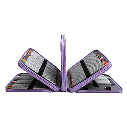 200 Slots Pencil Case 4-Layer Zipped Holder w/Handle - color: Purple, size: 200