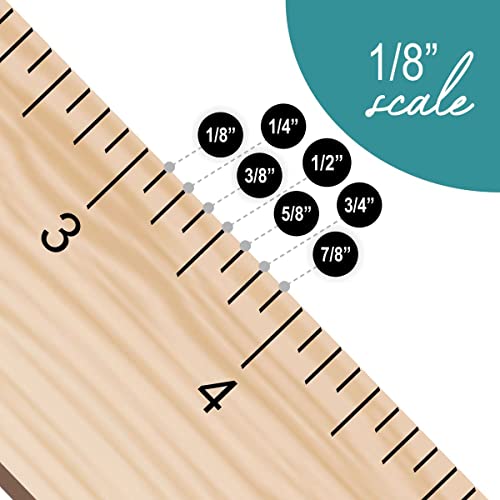 Ruler 12 Inch, Architectural Scale Ruler, 1/8 Inch Scale Rulers, Wooden Rulers for Drawing, Drafting, Architect and Engineering