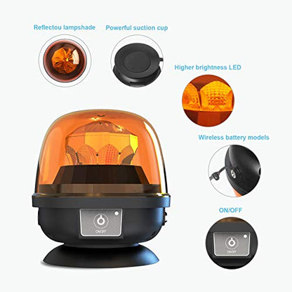 Agrieyes W08 Wierless Amber LED Beacon Lights, Magnetic Base Strobe Lights - color: Round Amber