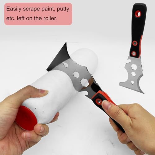 Drywall Hand Tool Kit, 7 Pcs Stainless Steel Drywall Knife Set - color: Black, 7pcs