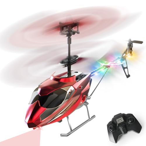 VATOS RC Helicopter for Boys, 2.4G Remote Control Helicopter with LED Light for Kids 12+ Years Old, Fixed Height, One-Key Take-Off, Indoor RC Planes Ideal Festival Gifts for Boys Adults - color: Red