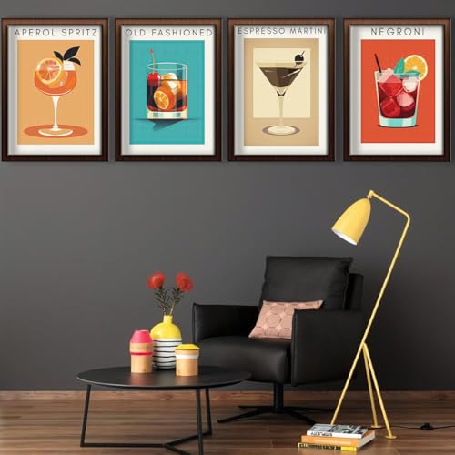 4 Pack Small Framed Paint by Numbers Kit for Adults Beginner 8x12 Inch - color: Cocktail
