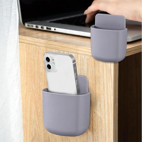 Wall mounted remote control bracket, self-adhesive remote control storage box, used for TV fan remote control, space saving household items - color: gray, size: moderate