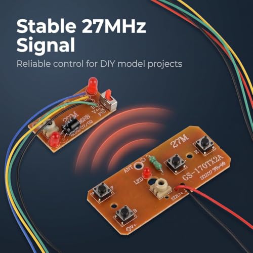 2Pcs 4-Channel RC Transmitter and Receiver - 27MHz Remote Control Board， Robot Models, Drones and DIY Smart Vehicles