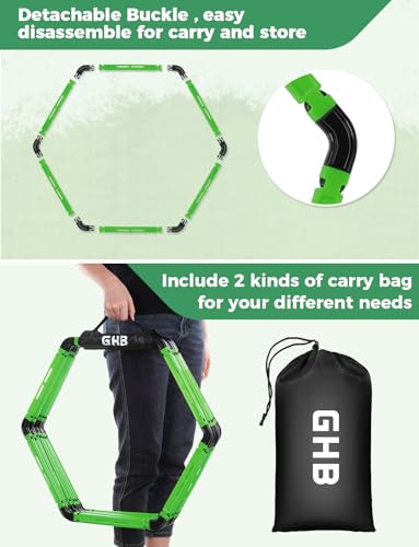 GHB Hex Agility Rings 1 Pack and 50 Pack Disc Cones 12 Rung 20ft with 3 Carrying Bag