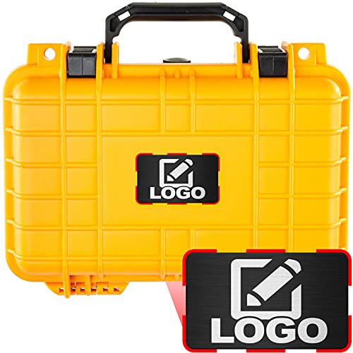 Eylar Protective Gear and Camera Hard Case with Custom Logo Plate Waterproof Dry Box with Foam 11.6 Inch 8.3 Inch 3.8 Inch, TSA Approved, Lockable (Yellow) - color: Yellow