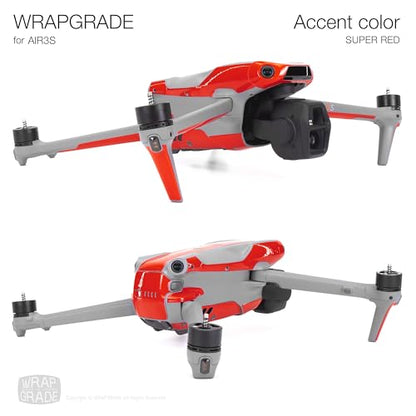 WRAPGRADE Skin Decal Sticker Accent Color Compatible with DJI Air 3S (Super Red) - color: Super Red