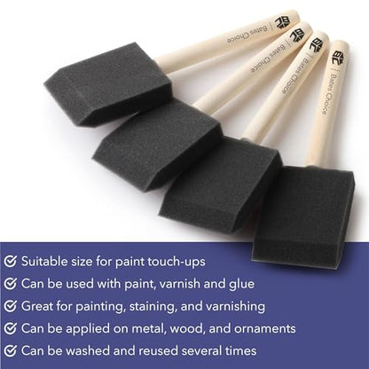 Bates- Foam Paint Brushes, 2 Inch, 16 Pack, Wooden Handle - color: Black, size: 2 Inch, 16 Pack