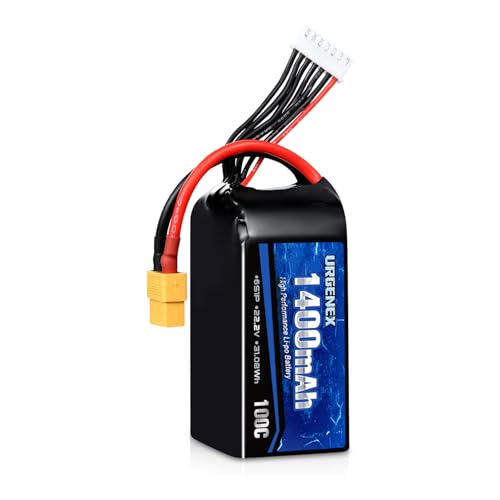 6S Lipo Battery 1400mAh 22.2V 100C with XT60 Plug Fit for FPV Drone Quadcopter Helicopter Airplane Rechargeable Racing Battery