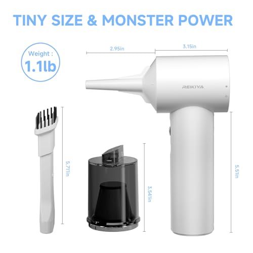 Computer Keyboard Cleaner Portable Vacuum and Compressed Air Duster White - color: White-18000pa