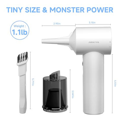 Computer Keyboard Cleaner Portable Vacuum and Compressed Air Duster White - color: White-18000pa