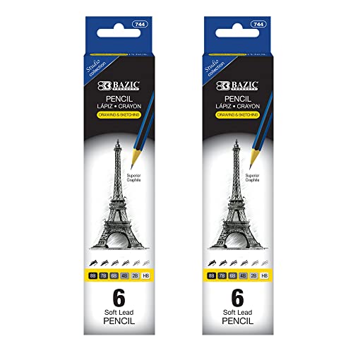 BAZIC PRODUCTS Drawing Sketching Pencils, 8B to HB Graphite, 2-Pack - size: 1 Count (Pack of 2)