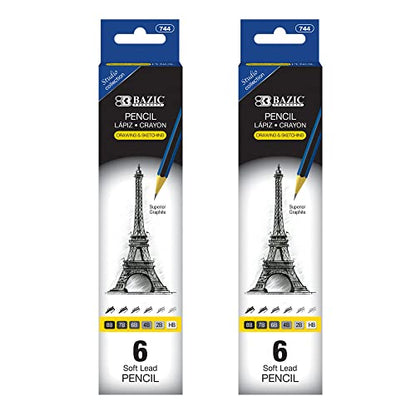BAZIC PRODUCTS Drawing Sketching Pencils, 8B to HB Graphite, 2-Pack - size: 1 Count (Pack of 2)
