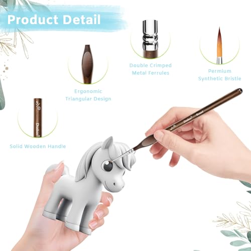 Detail Paint Brushes Set, 10 pcs Miniature Brushes for Fine Detailing - color: Brown