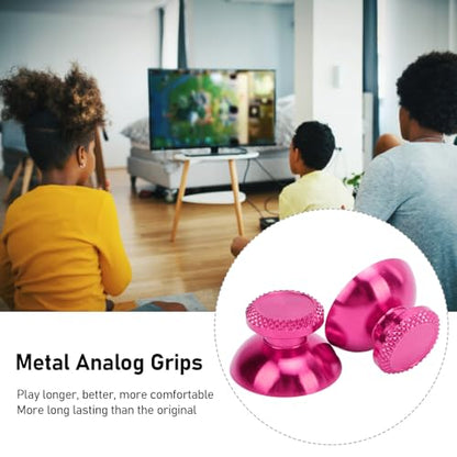 Pomya Thumbsticks for Controller, 2Pcs Metal Thumb Grip Replacement for Handheld Game Console, Aluminum Alloy Analog Thumb Sticks Accessories () - color: Aubergine