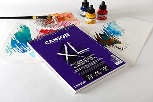 CANSON XL® Fluid Mixed Media Pad for Liquid Mixing Techniques, DIN A4, 30 Sheets, 250 g/m2 - size: DIN A4