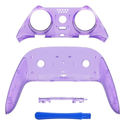 eXtremeRate Top Bottom Decorative Trim Shell Compatible with ps5 Edge Controller DIY Replacement Front Back Clip Shell, Custom Clear Atomic Purple Plates Cover Compatible with ps5 Edge Controller - color: Clear Atomic Purple
