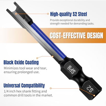Magnetic Spanner Bit Set,1"&2" 6-Piece Security Bits SP4 SP6 SP8 SP10 SP12 SP14,S2 Steel Security Bit Set,Magnetic Spanner Screwdriver Bits for Impact Drivers,Electronics & Maintenance - size: 1&2in 12PC