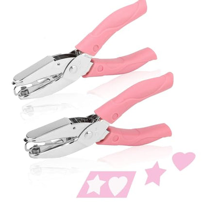 Rongon 1/4in Star & Heart Shaped Hole Puncher, 2PCS Single Paper Punch - size: Star & Heart