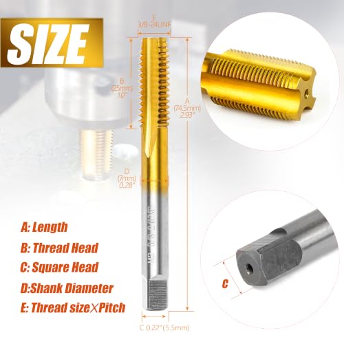 3/8"-24 UNF Thread Tap for Metal,3/8"-24 UNF M2 HSS Thread Milling Tap - size: 3/8"-24UNF