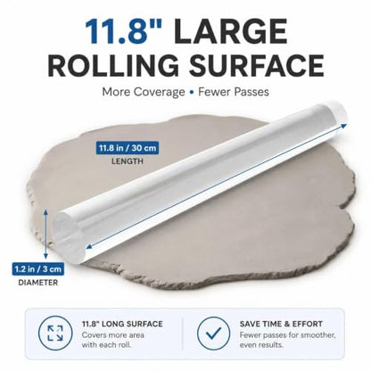 DIYOOHOMY 11.8" Acrylic Rolling Pin, Polymer Clay, Baking, Fondant Tools - color: clear-1