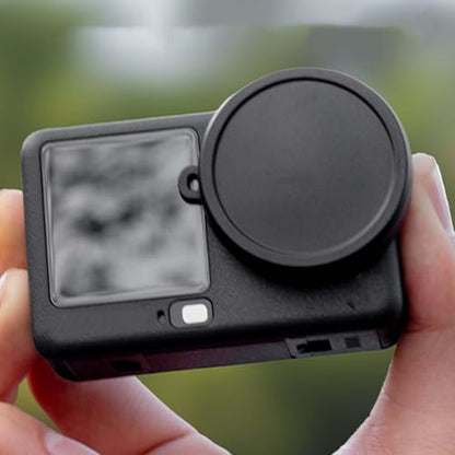 2PCS Camera Lens Caps for DJI Osmo Action 6 Silicone Lens, Compatible with DJI Osmo Action 6, Washable Anti Loss Cover with Lanyard Hole (Black)