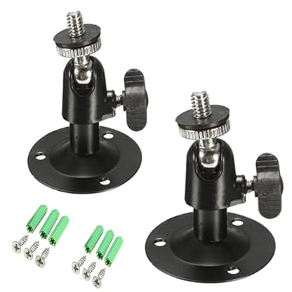 2 Pcs Wall Mount Round Base Flexible Bracket Stand for CCTV Camera Camcorder Universal Adjustment Monitoring Bracket (blackbracket) - size: (300)blackbracket