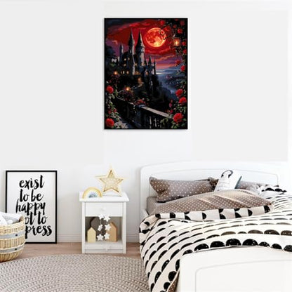 VIGEGU Roses Castle Paint by Numbers Kit for Adults Beginner 16x20 Inch - color: MT6264