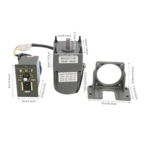 90-1650RPM 25W 60K Variable Speed AC Gear Motor with Controller & Bracket - color: 25W 60K, with Bracket