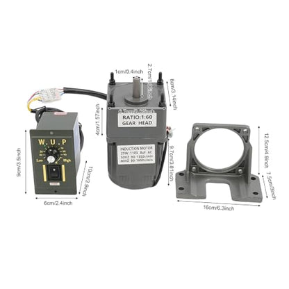 90-1650RPM 25W 60K Variable Speed AC Gear Motor with Controller & Bracket - color: 25W 60K, with Bracket
