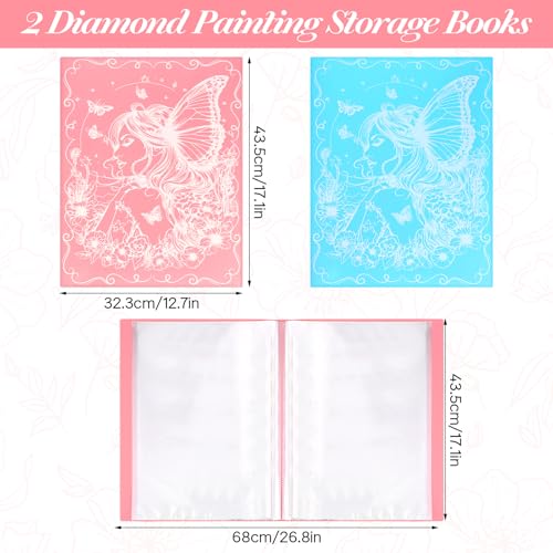 2 Pack A3 Painting Storage Book, 60 Pages Art Portfolio Diamond Art Storag