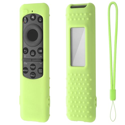 Hi Color Silicone Cover for 5.5 INCH Samsung TM2560E Solarcell Remote 2025 Compatible with TM2360E BN59-01432A Samsung TV Remote Soft Anti-Slip Light Weight Silicone Case Sleeve (Glow Green) - color: glow green