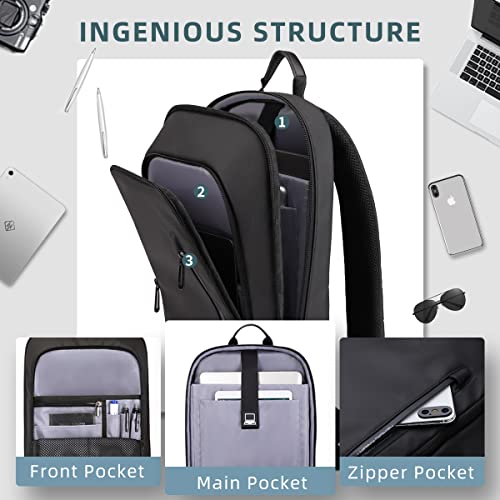 hk Backpack for Men Business Slim Laptop Bag - color: Black, size: 15.6 Inch