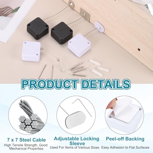 PATIKIL Retractable Remote Control Cable Tether (3.3ft / 1M, White)(6 Set) Square Remote Control Security Lanyard Lock Adjustable Locking Leash with Plastic Cap, Suit for - TV/Tablets - color: White, size: 3.3ft