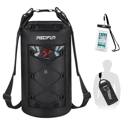 Piscifun Dry Bag, Waterproof Floating Backpack 10L/20L/30L/40L - color: Black, style: 20l