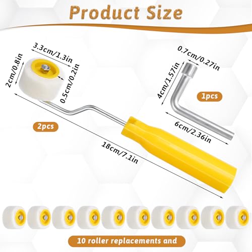 4/5 Inch Mini Paint Roller, Foam Paint Roller, Tiny Painting Tool for Touch Up Trim Edge or Corner (2 Brush + 10 Rollers + 1 Wrench)