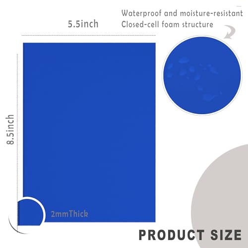 MBJelir EVA Foam Sheets - 8.5x5.5 Inch 2mmThick Non-Adhesive Craft Foam Paper for Crafts Project DIY Cosplay Scrapbooking, Classroom Projects,12 Sheets (Blue) - color: Blue