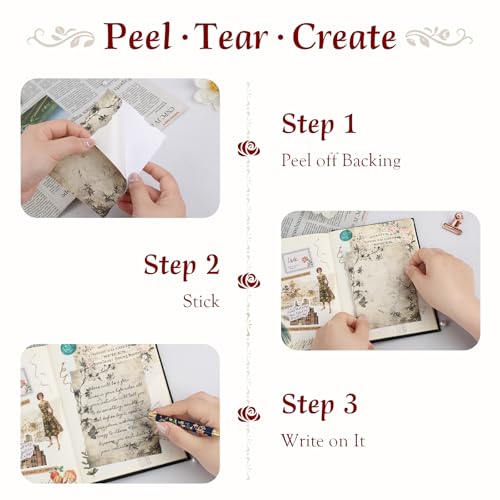Dizdkizd 60 Sheets Vintage Scrapbook Paper Junk Journal Sticker Set