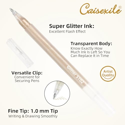 12 Pack Skin Tone Glitter Gel Pens Set High-Capacity - color: skin tone