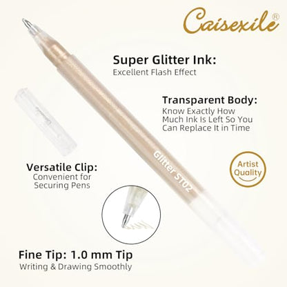 12 Pack Skin Tone Glitter Gel Pens Set High-Capacity - color: skin tone