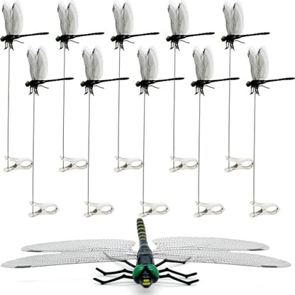 10 Pcs Black Dragon Fly Clips, Visual Predator Deterrent Fake Dragonfly - color: 10 Pcs Black