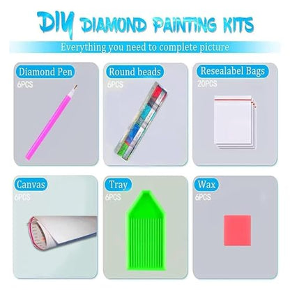 DOTSOPS 6 Pack Great Wave Diamond Painting Kits for Adults Painting Kit - color: Sunset
