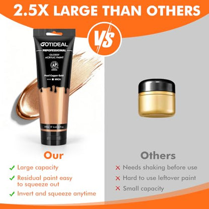 GOTIDEAL Copper Gold Acrylic Paint, 8.45oz/250ml, Bronze Paint - color: Pearl Copper Gold