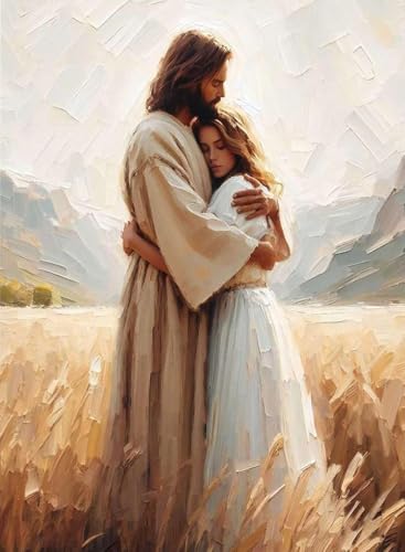 Jesus Paint by Numbers Kit for Adults Framed Canvas 12X16 in, Frameworkless - color: YH02813