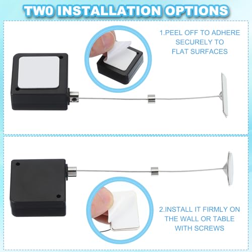 PATIKIL 3.3 Ft Retractable Remote Control Tether, 4 Pcs Square Security Cable Lanyard Lock Pause Style with Adjustable Clasp Adhesive for TV Remote Controller, White(Square Iron Cap) - color: White