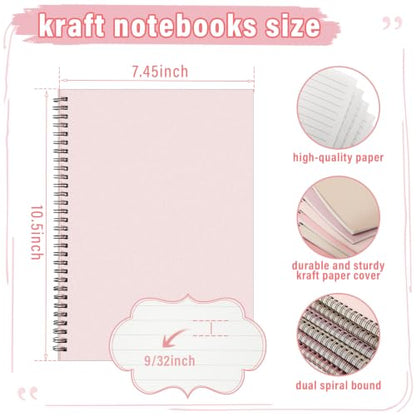 Fuutreo 6 Pack Spiral Notebook 10.5x7.45 Notebook,Soft Color,Pastel - color: Soft Color