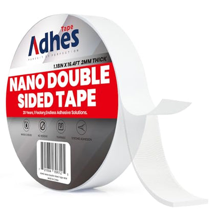 ADHES Double Sided Tape Heavy Duty, 1.18in x 16.4ft, Nano Tape