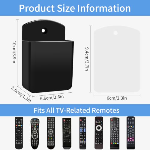 2 Pcs Remote Control Holder Wall Mount,TV Remote Holder for Home(Black)