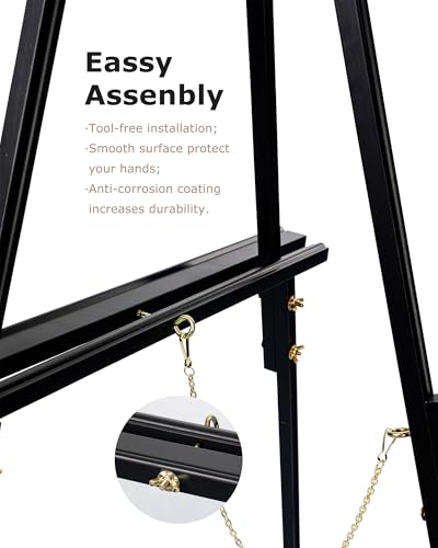 DJAR 63" Wooden Easel Stand for Sign, Adjustable Height, Black - color: Black, size: 1pc