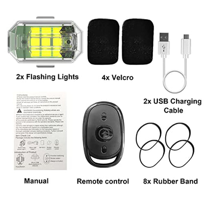 2 Pack Drone Strobe Light with Remote Control for DJI Mini 5 Pro/Mavic 4 Pro/Phantom 3/4 Mavic Mini Air Avata Series Drone Night Flight FAA Anti-Collision Rechargeable LED
